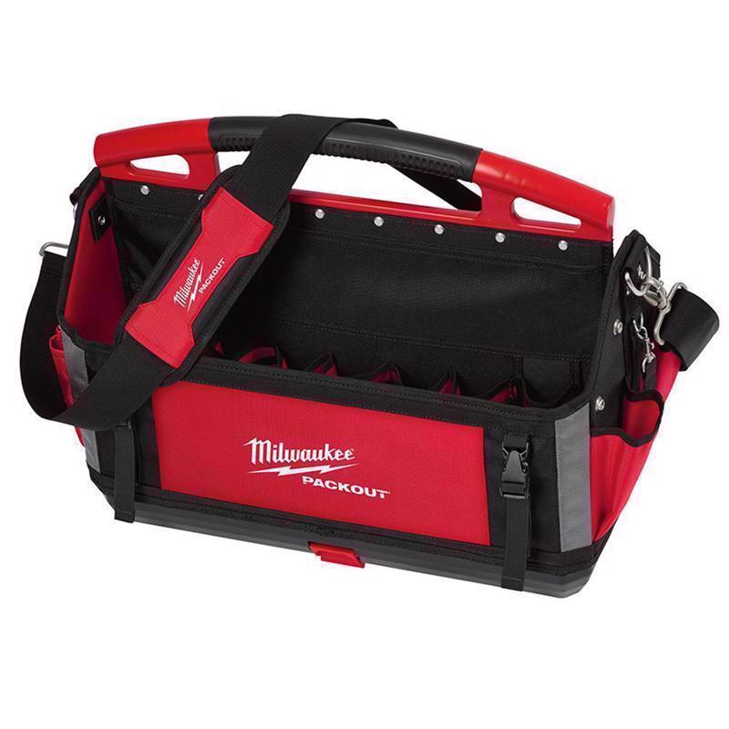 Milwaukee Packout Ballistic Polyester 20" Tool Tote 32 pocket Black/Red