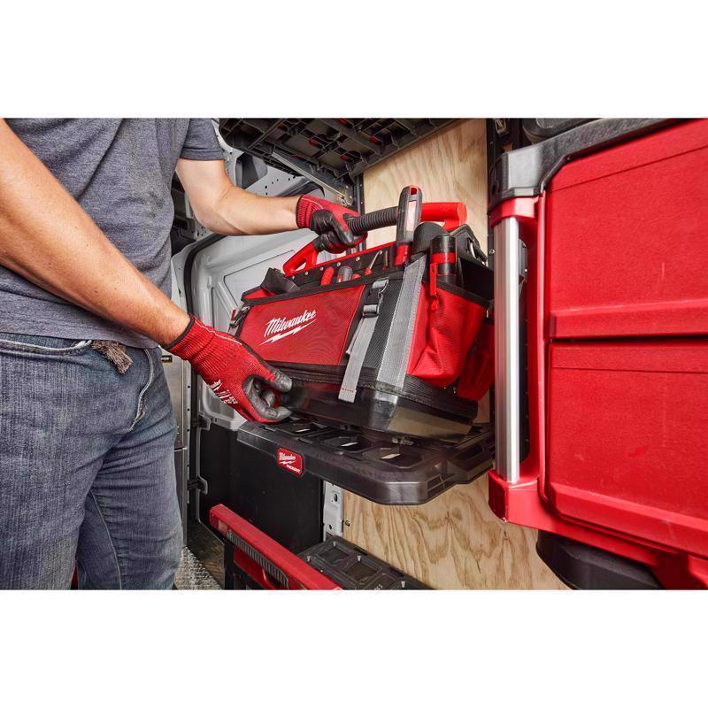 Milwaukee Packout Ballistic Polyester 20" Tool Tote 32 pocket Black/Red