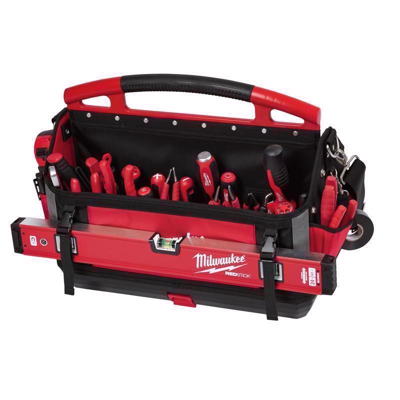 Milwaukee Packout Ballistic Polyester 20" Tool Tote 32 pocket Black/Red