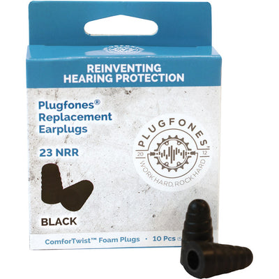 Plugfones ComforTwist 29 dB Soft Foam Replacement Tip Replacement Ear Plugs Black 5 pair
