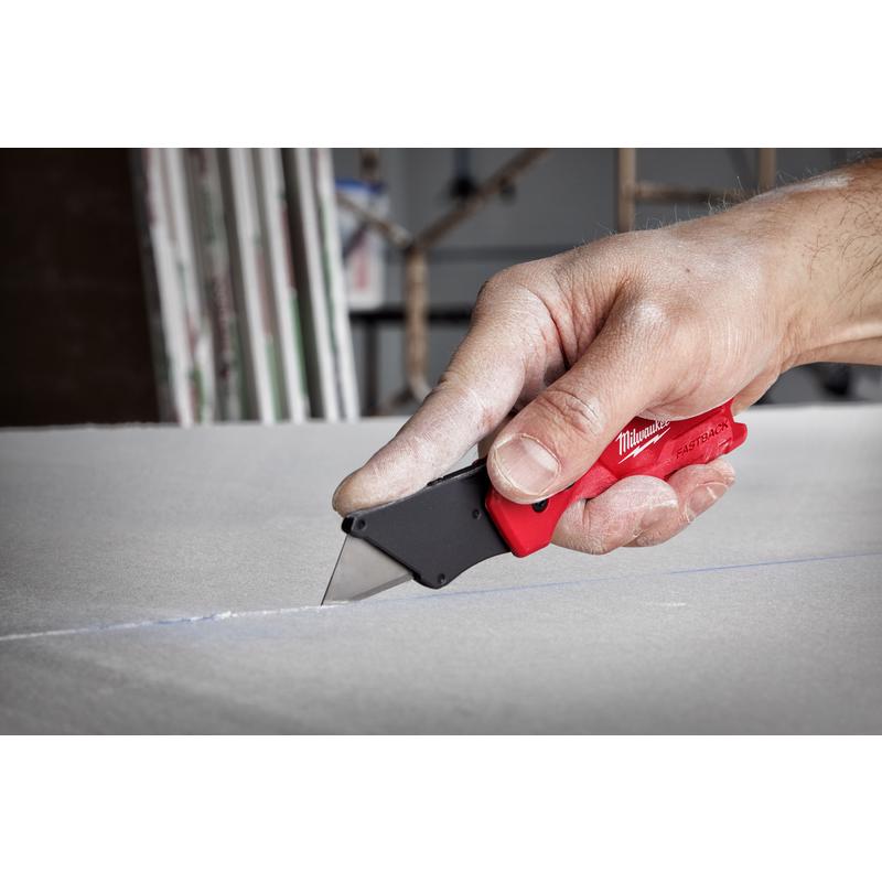 Milwaukee Fastback 6.15 in. Press and Flip Folding Compact Utility Knife Red