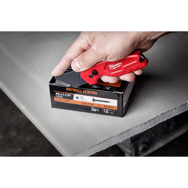 Milwaukee Fastback 6.15 in. Press and Flip Folding Compact Utility Knife Red