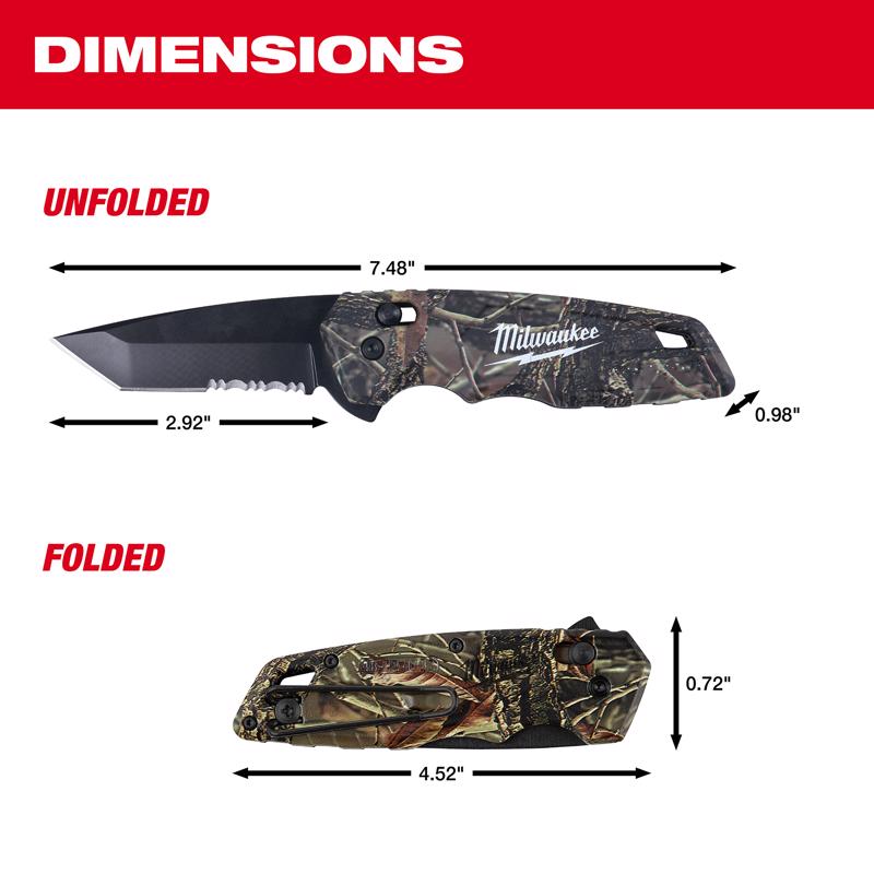 Milwaukee Fastback 7-3/4 in. Flip Folding Spring Assisted Pocket Knife Camouflage