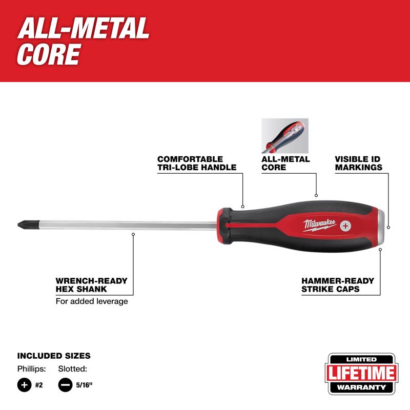 Milwaukee Phillips/Slotted Demolition Screwdriver Set 2 pc