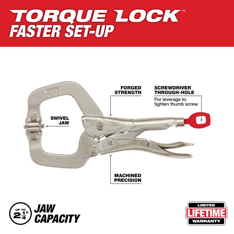 Milwaukee Torque Lock 3-1/2 in. X 4 in. D Locking C-Clamp with Swivel Pads 400 lb