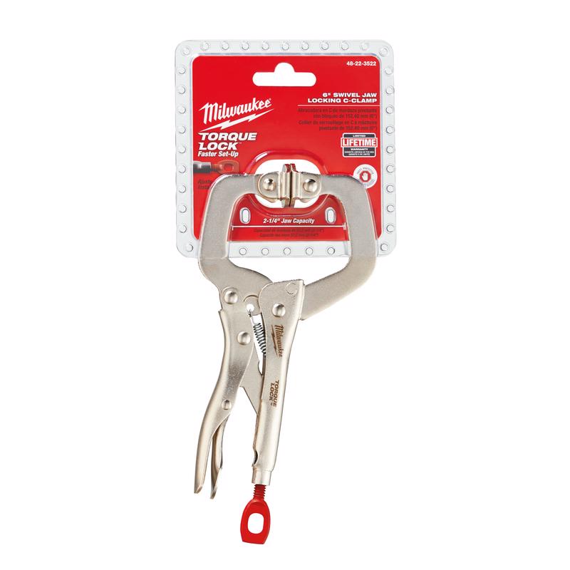 Milwaukee Torque Lock 3-1/2 in. X 4 in. D Locking C-Clamp with Swivel Pads 400 lb