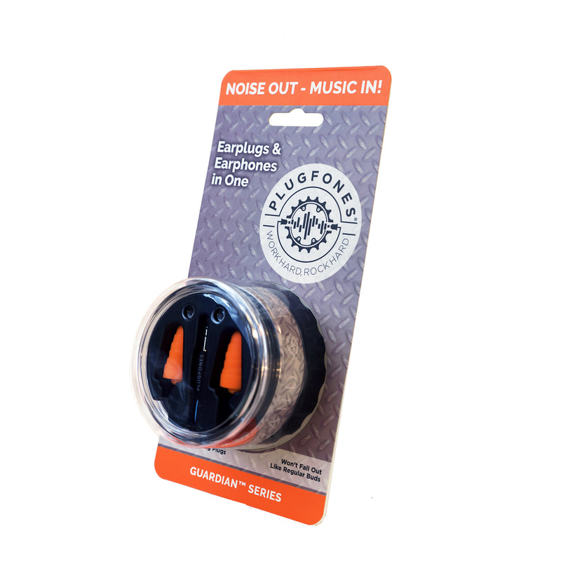 Plugfones Guardian 29 dB Nylon/Silicone/Soft Foam 3.5 MM Jack Earplugs/Earphones Blue/Orange 1 pair
