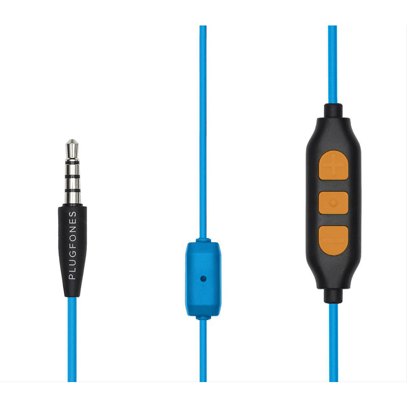 Plugfones Guardian Plus 29 dB Nylon/Silicone/Soft Foam 3.5 MM Jack Earplugs/Earphones w/Mic Blue/Ora