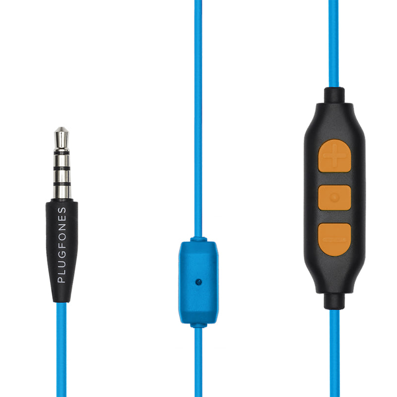 Plugfones Guardian Plus 29 dB Nylon/Silicone/Soft Foam 3.5 MM Jack Earplugs/Earphones w/Mic Blue/Ora