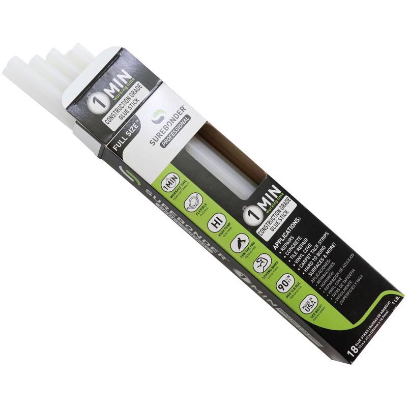 Surebonder .41 in. D X 10 in. L 1 Minute 1 Minute Construction Grade Glue Sticks Clear 18 pk