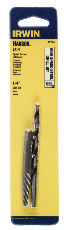 Irwin Hanson 1/4 in. X 1/4 in. D High Speed Steel Drill Bit Extractor Set 6 in.