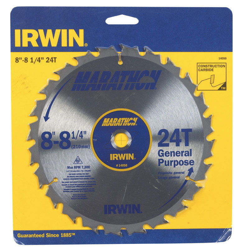 Irwin Marathon 8-1/4 in. D X 5/8 in. Carbide Miter and Table Saw Blade 24 teeth