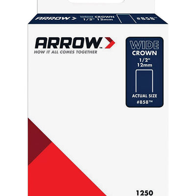 Arrow #858 1/2 in. W X 1/2 in. L 18 Ga. Wide Crown Standard Staples 1250 pk