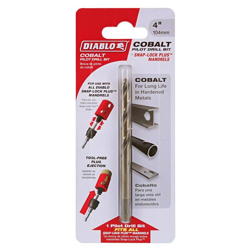 Diablo 1/4 in. X 4 in. L Cobalt Pilot Drill Bit Hex Shank