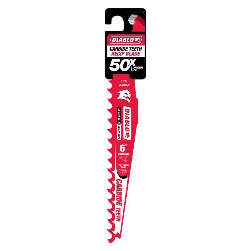 Diablo Demo Demon 6 in. Carbide Tipped Pruning & Clean Wood Reciprocating Saw Blade 3 TPI