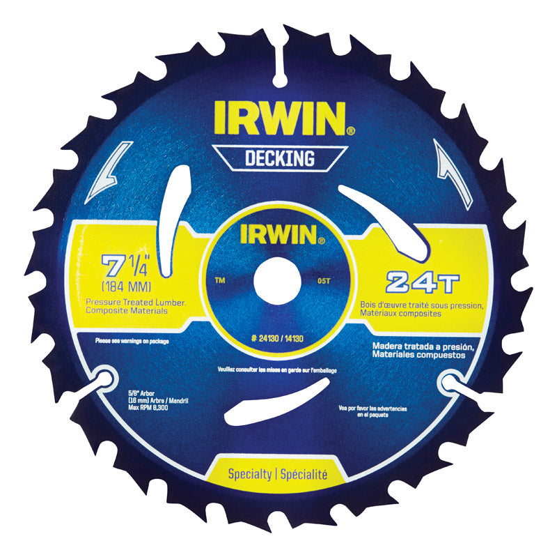Irwin Marathon 7-1/4 in. D X 5/8 in. Carbide Circular Saw Blade 24 teeth