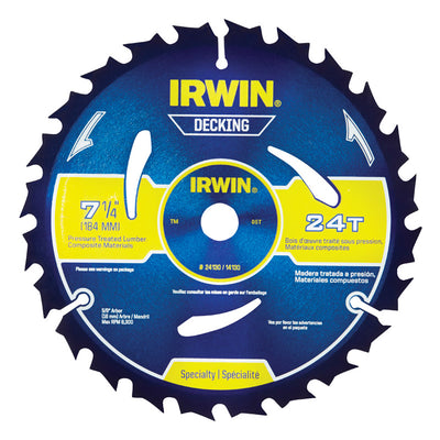 Irwin Marathon 7-1/4 in. D X 5/8 in. Carbide Circular Saw Blade 24 teeth
