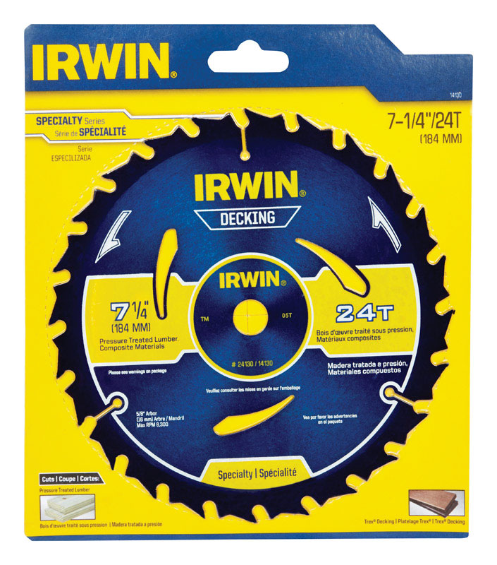Irwin Marathon 7-1/4 in. D X 5/8 in. Carbide Circular Saw Blade 24 teeth