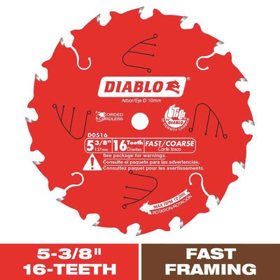 Diablo 5-3/8 in. D X 10 mm TiCo Hi-Density Carbide Trim Saw Blade 16 teeth