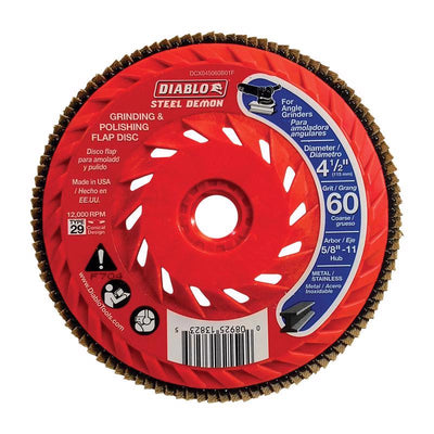 Diablo Steel Demon 4-1/2 in. D X 5/8 in. Zirconia Speed Hub Thread Arbor Flap Disc 60 Grit