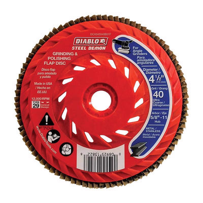 Diablo Steel Demon 4-1/2 in. D X 5/8 in. Zirconia Speed Hub Thread Arbor Flap Disc 40 Grit