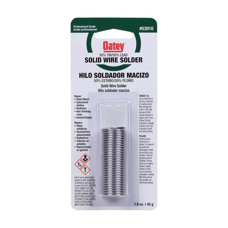 Oatey 1.5 oz Solid Wire Solder 0.75 in. D Tin/Lead 50/50