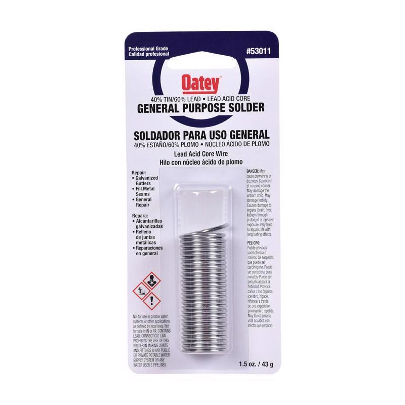 Oatey 1.5 oz Acid Core Wire Solder 0.081 in. D Tin/Lead 40/60