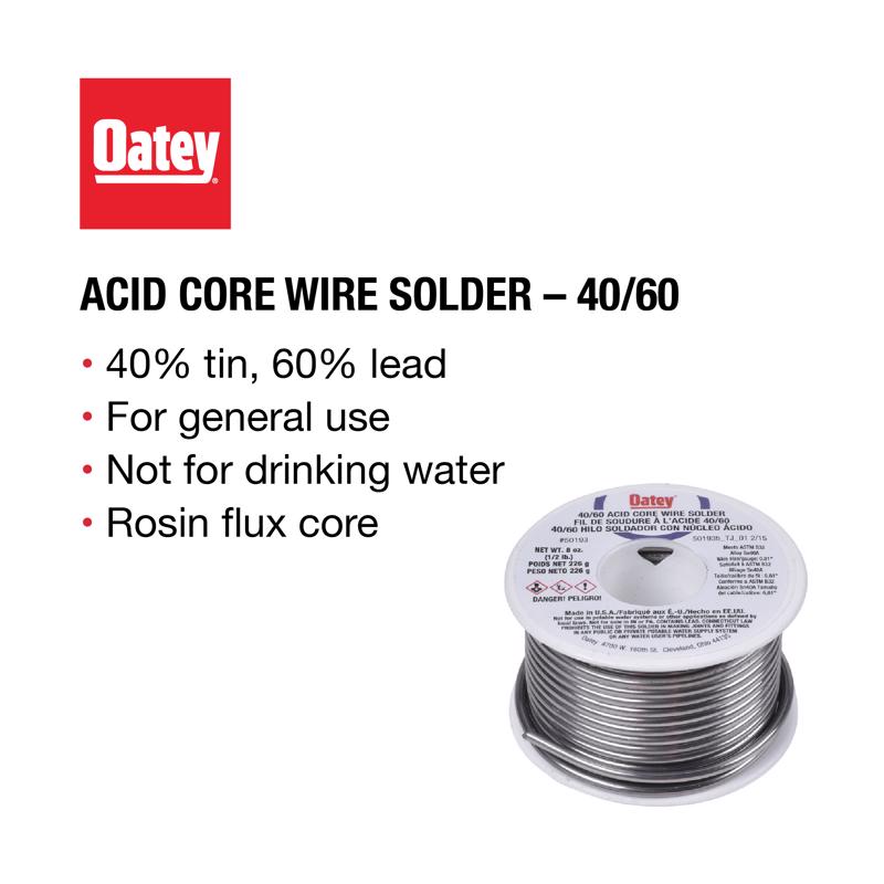 Oatey 1.5 oz Acid Core Wire Solder 0.081 in. D Tin/Lead 40/60
