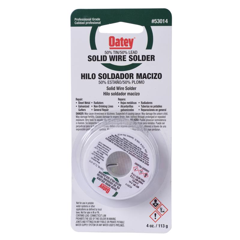 Oatey 4 oz Solid Wire Solder 0.125 in. D Tin/Lead 50/50