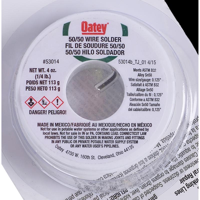 Oatey 4 oz Solid Wire Solder 0.125 in. D Tin/Lead 50/50