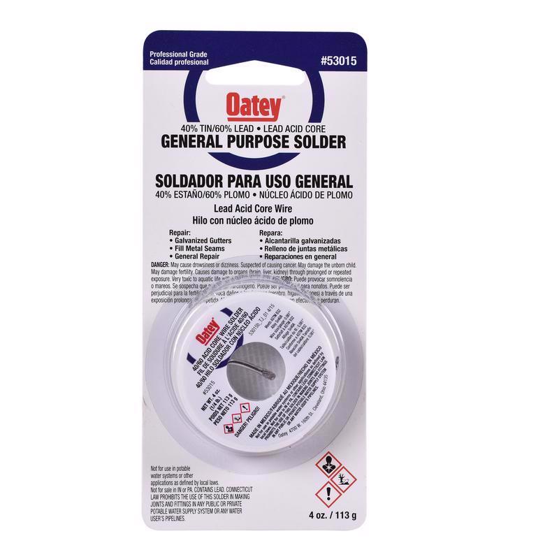 Oatey 4 oz Acid Core Wire Solder 0.081 in. D Tin/Lead 40/60