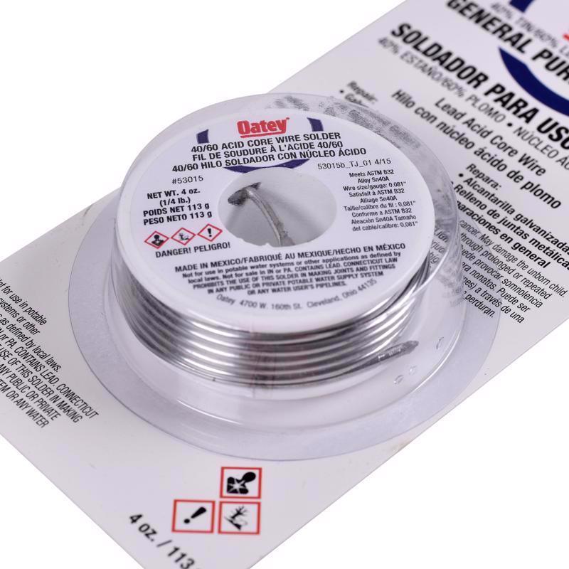 Oatey 4 oz Acid Core Wire Solder 0.081 in. D Tin/Lead 40/60