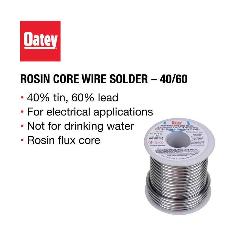 Oatey 4 oz Rosin Core Solder Wire 0.063 in. D Tin/Lead 40/60