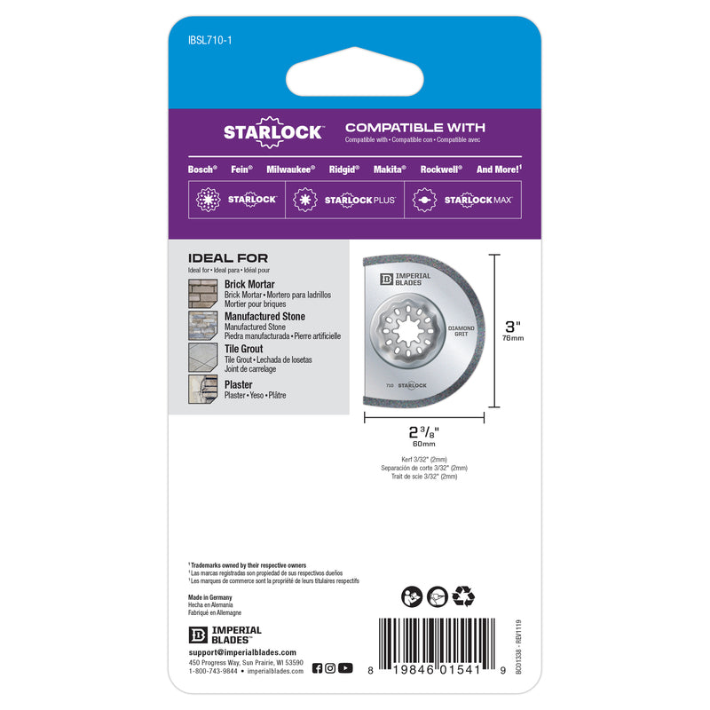 Imperial Blades Starlock 2-3/8 in. L Diamond Grit Segmented Semi-Circle Segment Blade