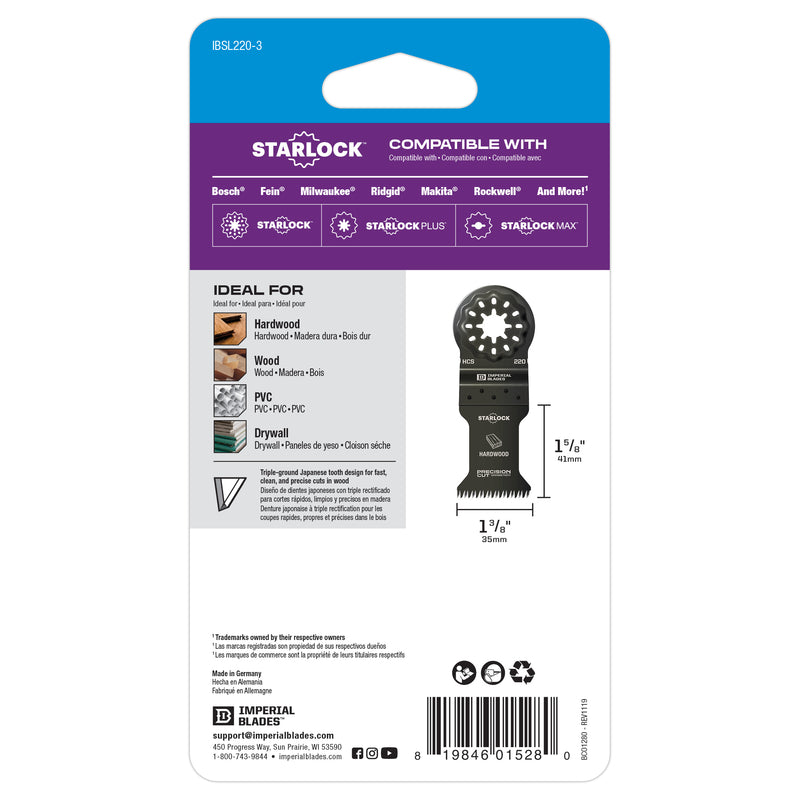 Imperial Blades Starlock 3-3/4 in. L High Carbon Steel Precision Cut Oscillating Saw Blade 3 pk