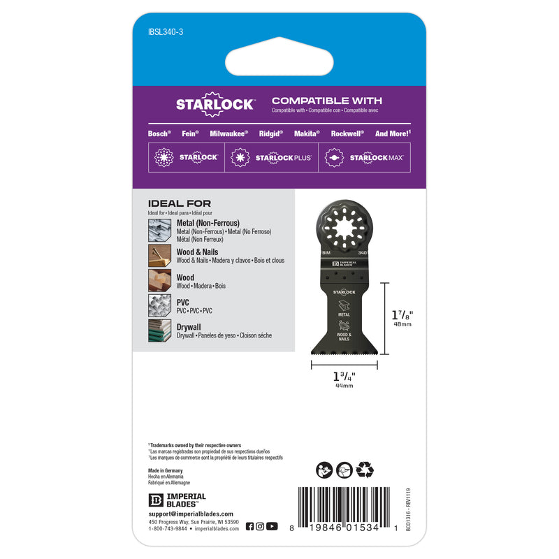 Imperial Blades Starlock 1-7/8 in. L Bi-Metal Oscillating Blade 3 pk