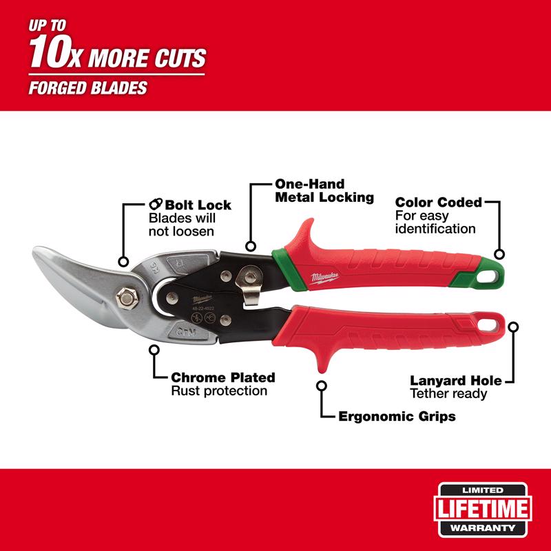 Milwaukee 10 in. Forged Alloy Steel Offset Aviation Snips Set 22 Ga. 2 pk