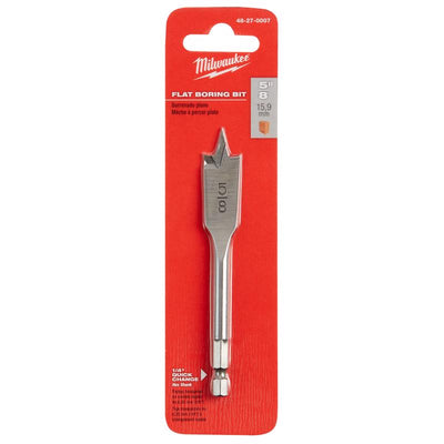 Milwaukee 4.5 in. L Carbon Steel Flat Boring Bit Hex Shank 1 pk 48-27-0007