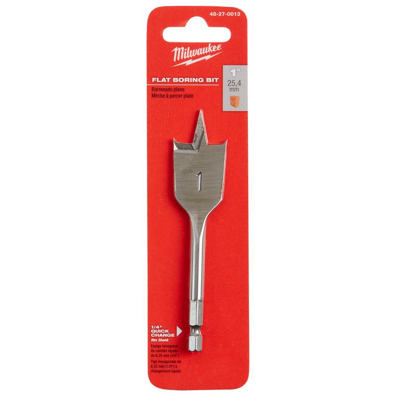 Milwaukee 4.5 in. L Carbon Steel Flat Boring Bit Hex Shank 1 pk 48-27-0013
