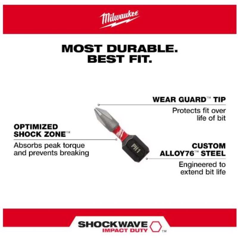 Milwaukee Shockwave Assorted 3 in. L Magnetic Drive Guide and Bit Set Alloy Steel 7 pc
