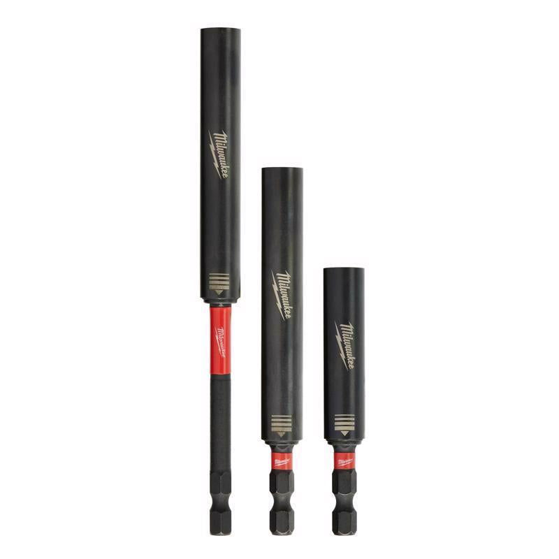 Milwaukee Shockwave 6 in. Alloy Steel Impact Magnetic Drive Guide Set 1/4 in. Hex Shank 3 pc