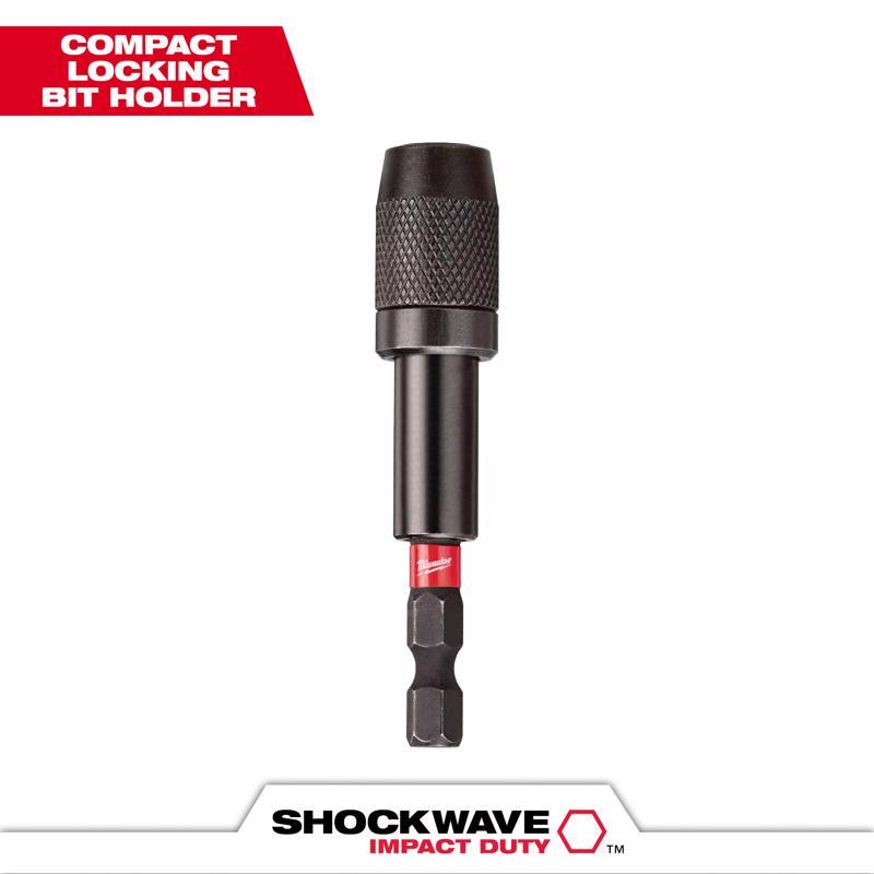 Milwaukee Shockwave 2.88 in. Alloy Steel Impact Magnetic Locking Bit Holder 1/4 in. Hex Shank