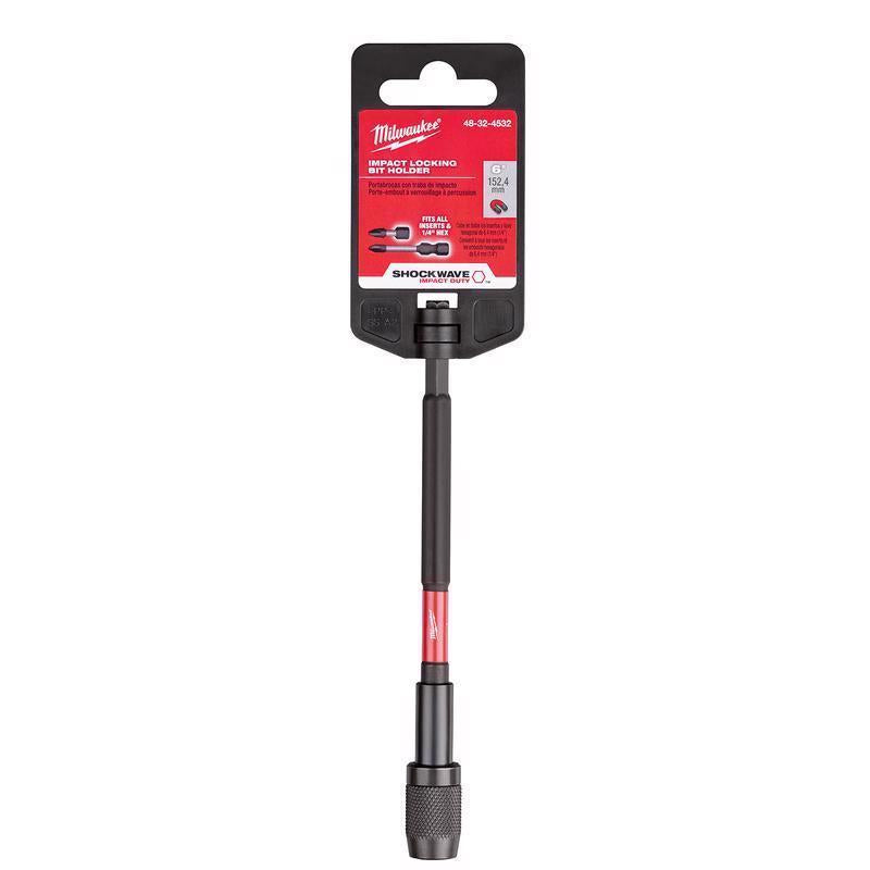 Milwaukee Shockwave 6 in. Alloy Steel Impact Magnetic Locking Bit Holder 1/4 in. Hex Shank