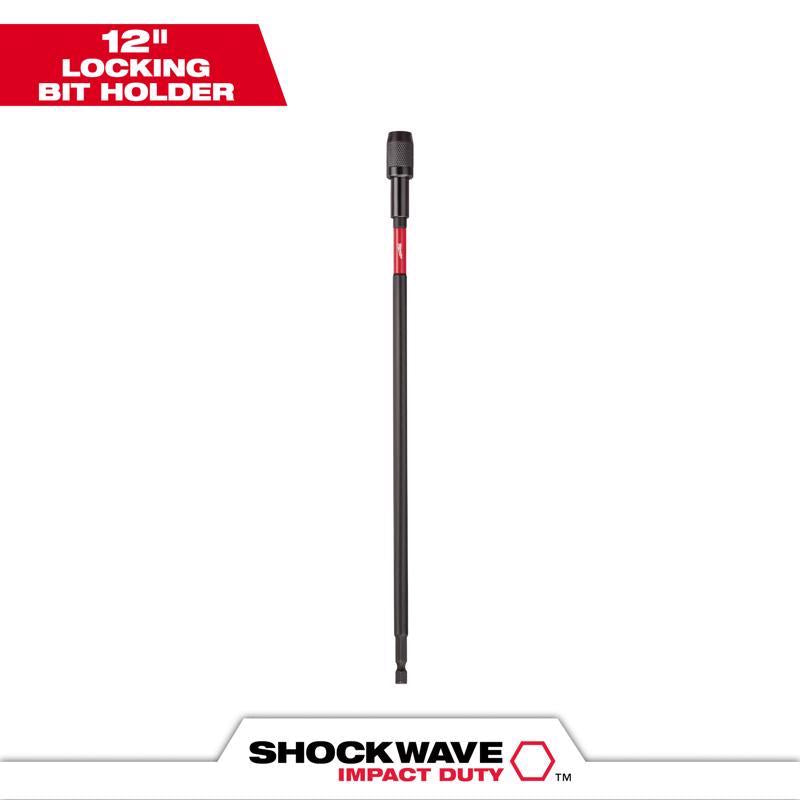 Milwaukee Shockwave 12 in. Alloy Steel Impact Magnetic Locking Bit Holder 1/4 in. Hex Shank