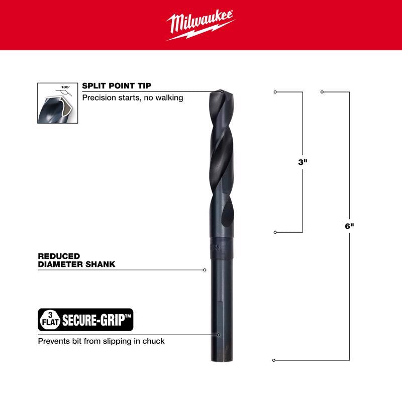 Milwaukee Thunderbolt 9/16 in. X 6 in. L Drill Bit 3-Flat Shank
