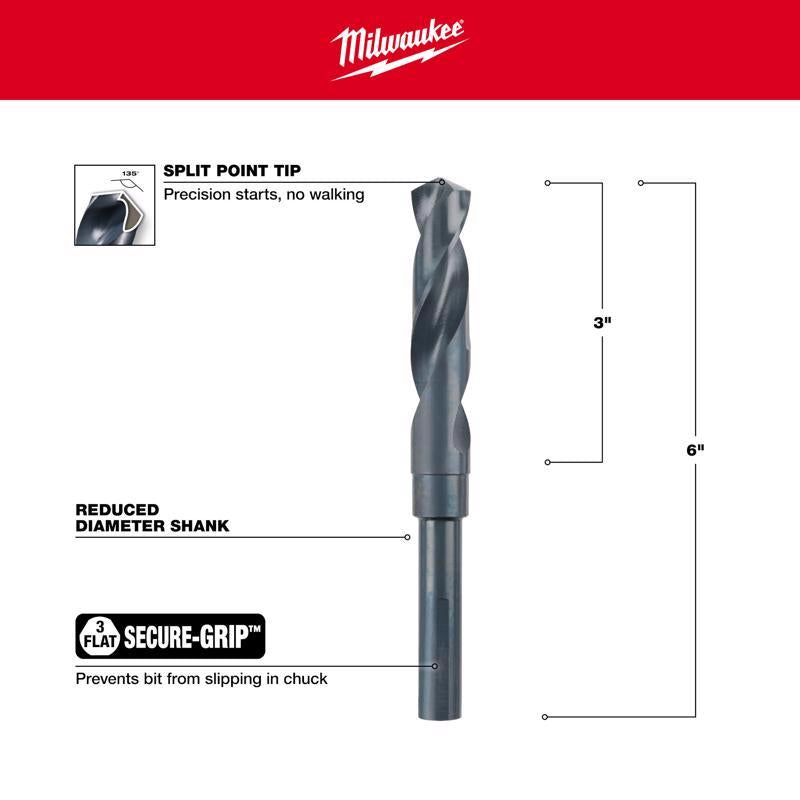 Milwaukee Thunderbolt 11/16 in. X 6 in. L Drill Bit 3-Flat Shank