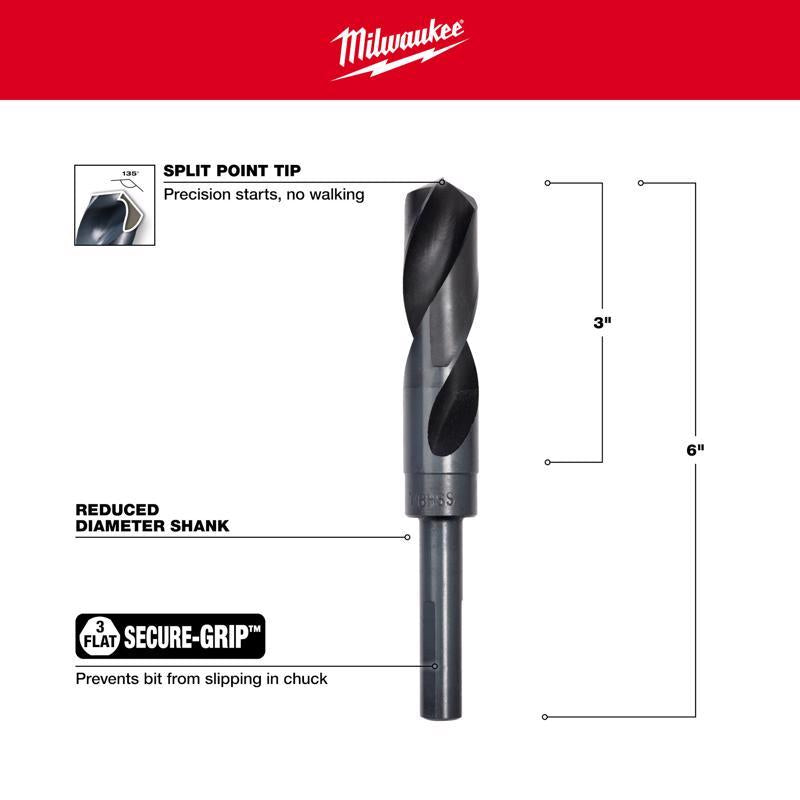 Milwaukee Thunderbolt 7/8 in. X 6 in. L Drill Bit 3-Flat Shank