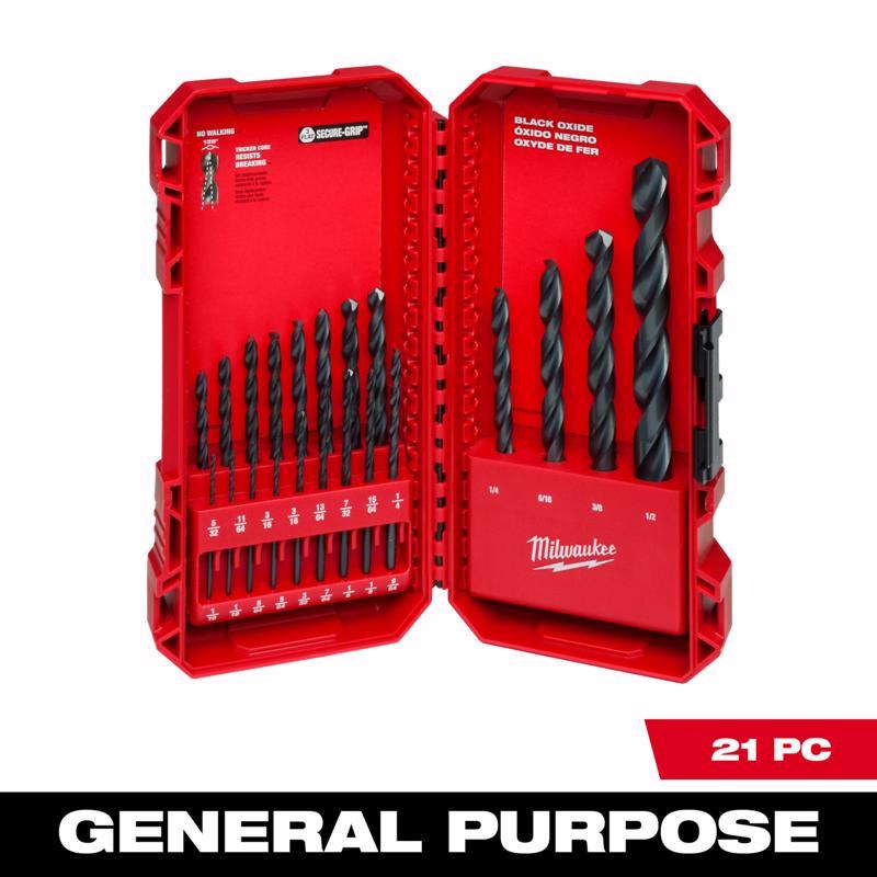 Milwaukee Thunderbolt Black Oxide Drill Bit Set 3-Flat Shank 21 pc