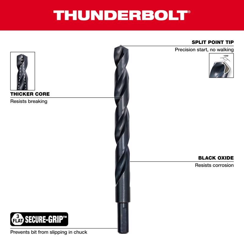 Milwaukee Thunderbolt Black Oxide Drill Bit Set 3-Flat Shank 29 pc