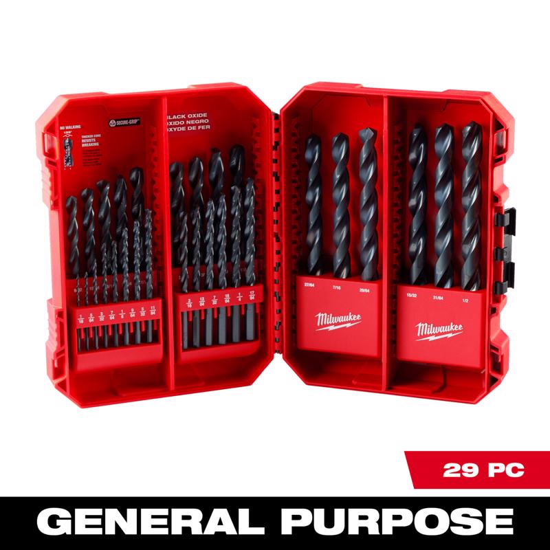 Milwaukee Thunderbolt Black Oxide Drill Bit Set 3-Flat Shank 29 pc